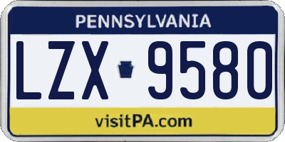 PA license plate LZX9580
