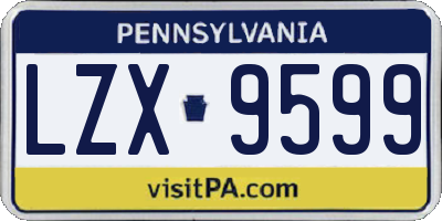 PA license plate LZX9599