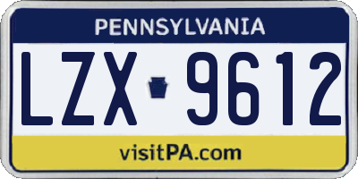 PA license plate LZX9612
