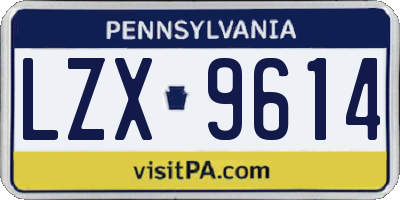 PA license plate LZX9614