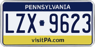 PA license plate LZX9623