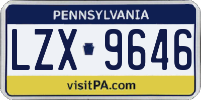 PA license plate LZX9646