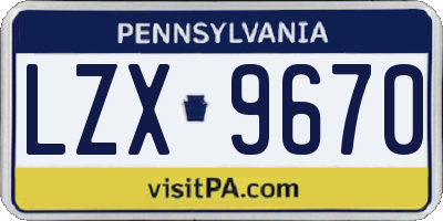 PA license plate LZX9670