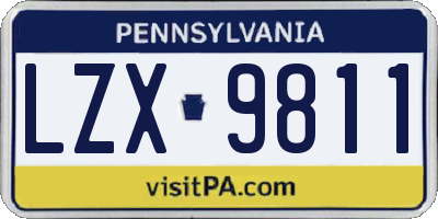 PA license plate LZX9811