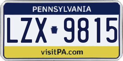 PA license plate LZX9815