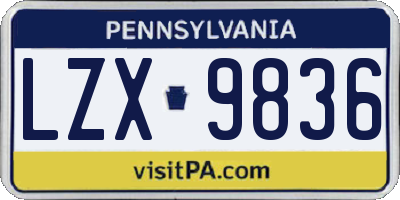 PA license plate LZX9836