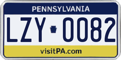 PA license plate LZY0082