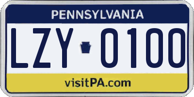 PA license plate LZY0100