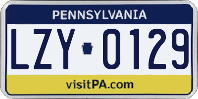 PA license plate LZY0129