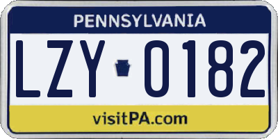 PA license plate LZY0182
