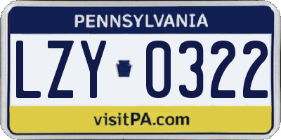 PA license plate LZY0322