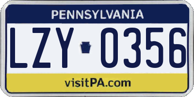 PA license plate LZY0356
