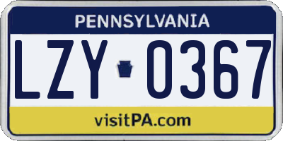 PA license plate LZY0367
