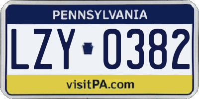 PA license plate LZY0382