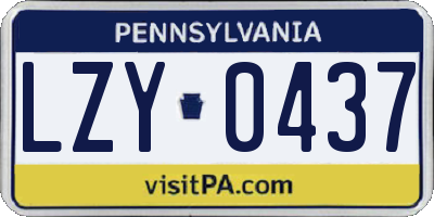 PA license plate LZY0437