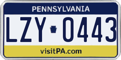 PA license plate LZY0443