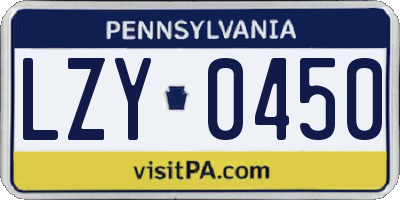 PA license plate LZY0450