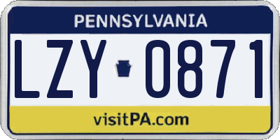 PA license plate LZY0871