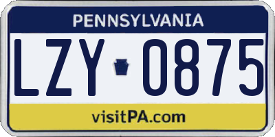 PA license plate LZY0875