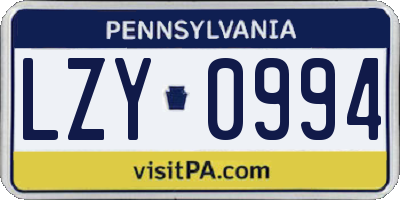 PA license plate LZY0994
