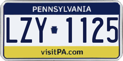 PA license plate LZY1125