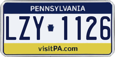PA license plate LZY1126