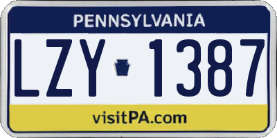PA license plate LZY1387