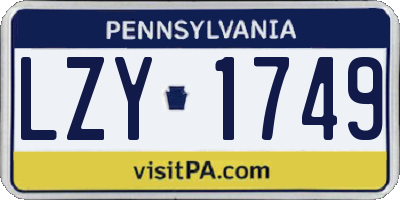 PA license plate LZY1749