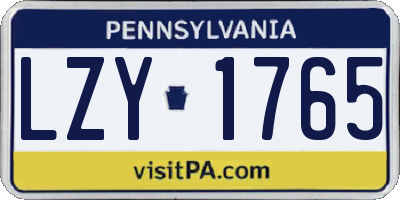 PA license plate LZY1765
