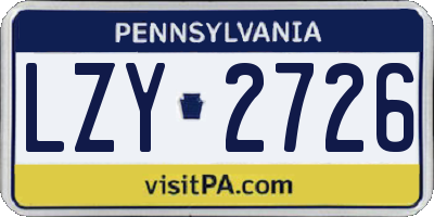 PA license plate LZY2726