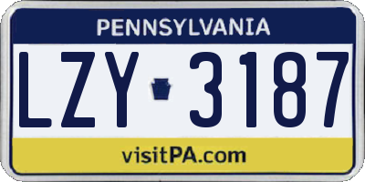 PA license plate LZY3187