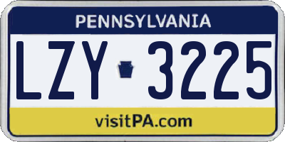 PA license plate LZY3225
