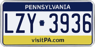 PA license plate LZY3936