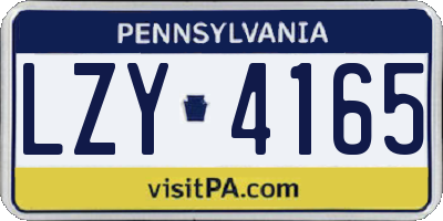 PA license plate LZY4165