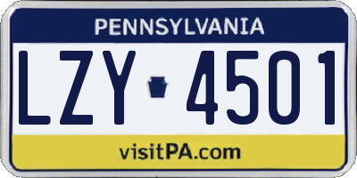 PA license plate LZY4501