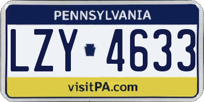 PA license plate LZY4633