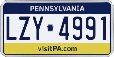 PA license plate LZY4991