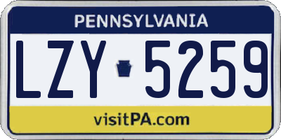 PA license plate LZY5259