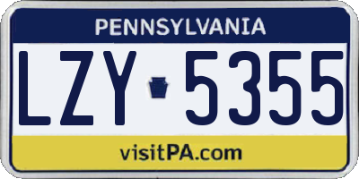 PA license plate LZY5355