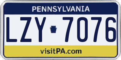 PA license plate LZY7076