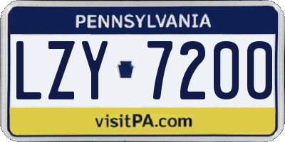 PA license plate LZY7200