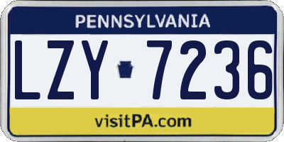 PA license plate LZY7236