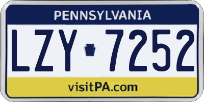 PA license plate LZY7252