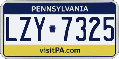 PA license plate LZY7325