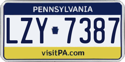 PA license plate LZY7387
