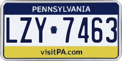 PA license plate LZY7463