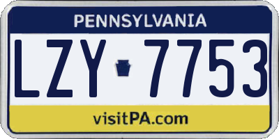 PA license plate LZY7753