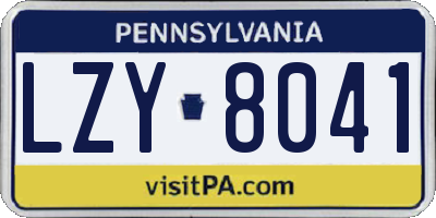 PA license plate LZY8041