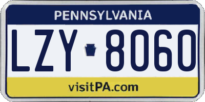 PA license plate LZY8060