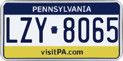 PA license plate LZY8065